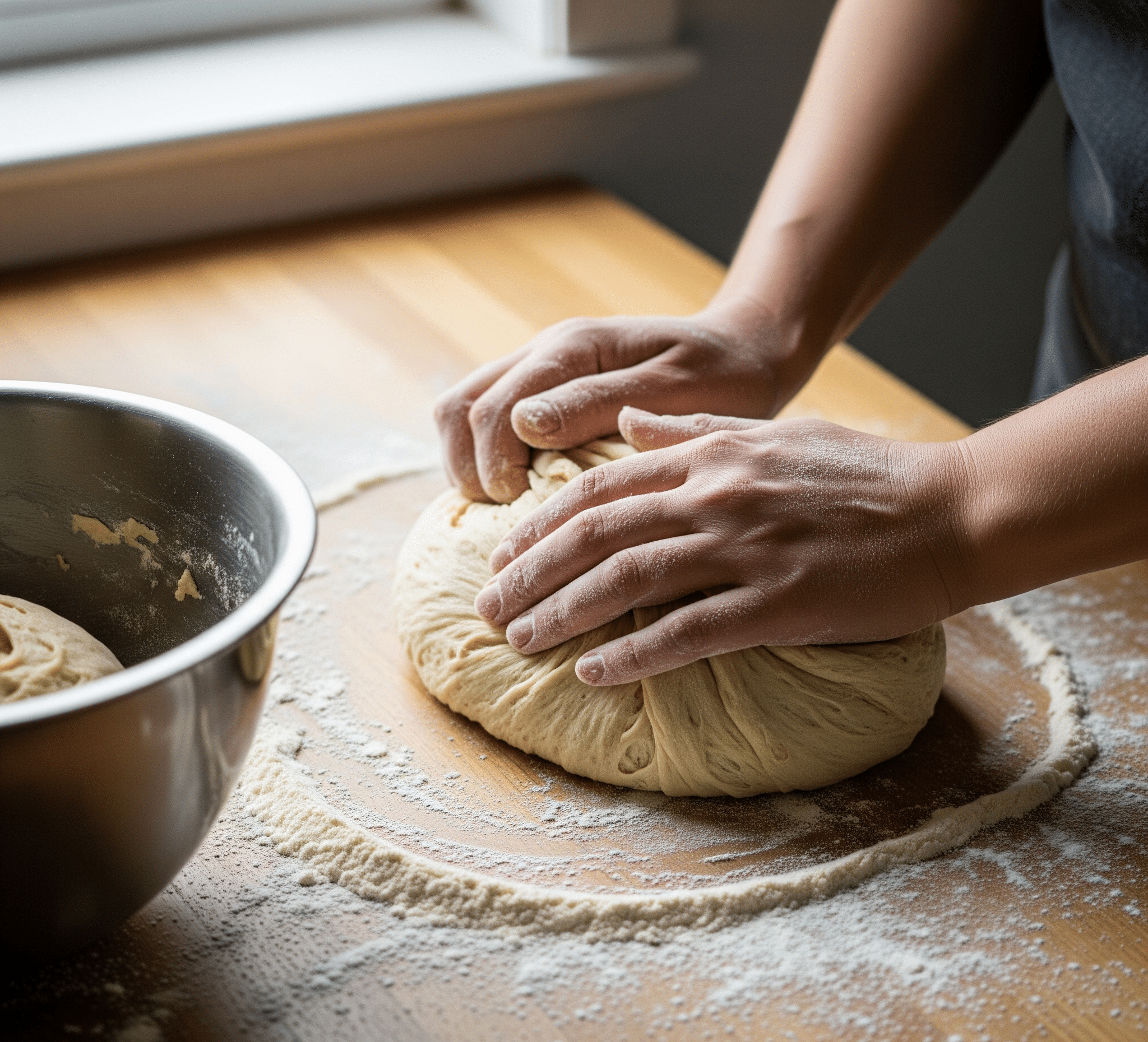 Remove the dough to a floured work space and knead as I described earlier