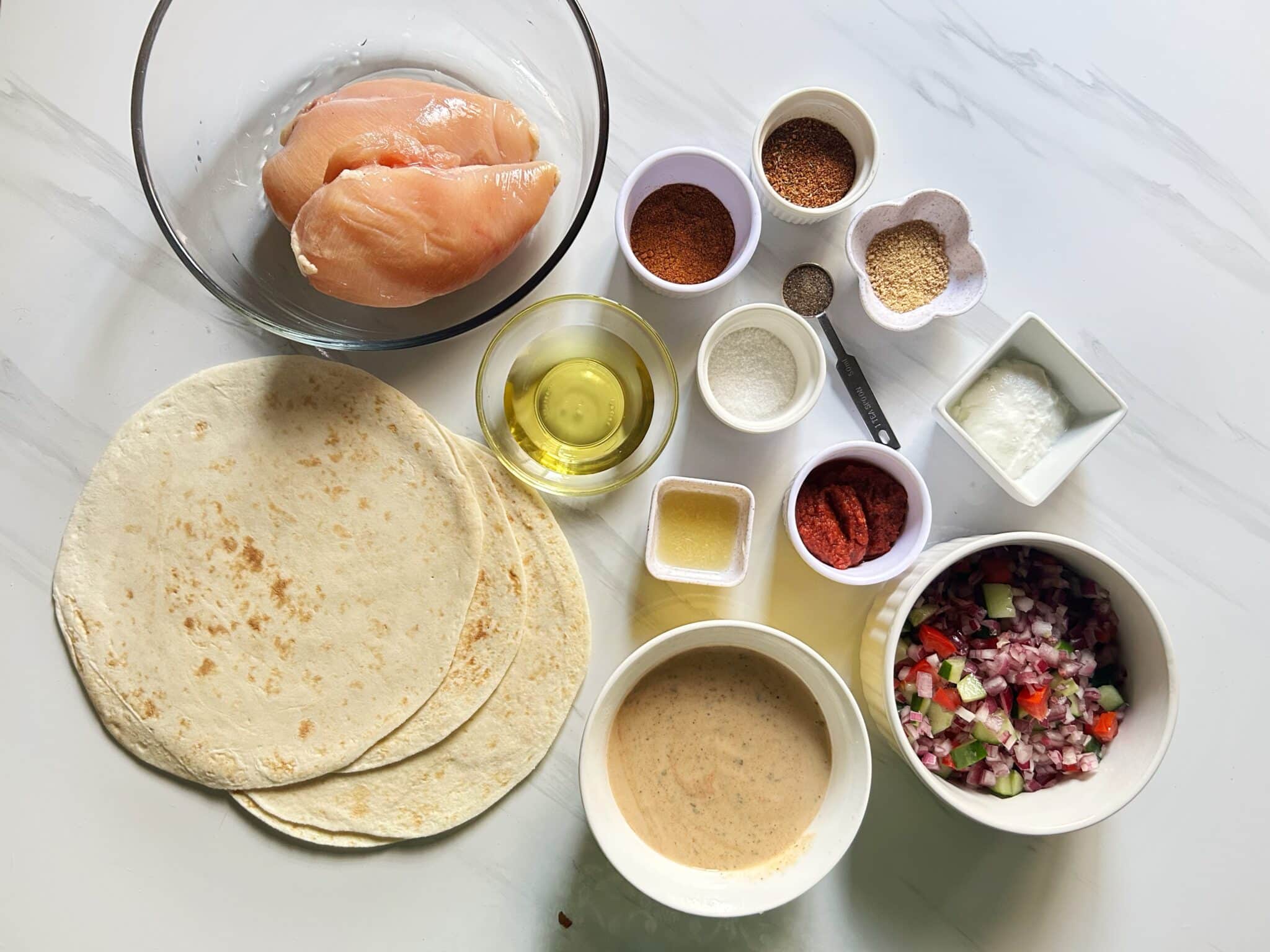 ingredients for spicy Cajun Chicken Wrap ingredients for spicy Cajun Chicken Wrap