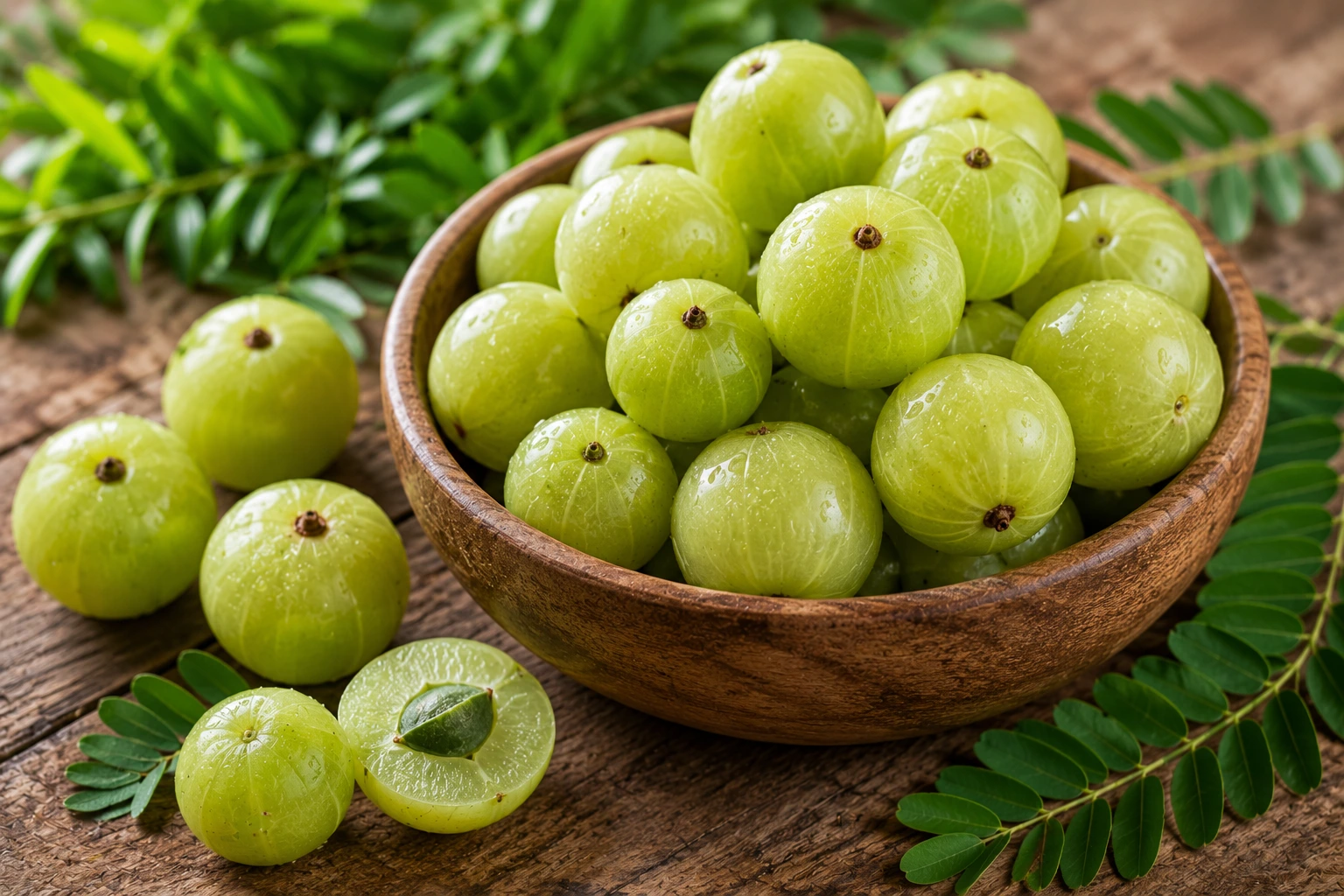 Fresh Indian gooseberries rich in vitamin C Fresh Indian gooseberries rich in vitamin C