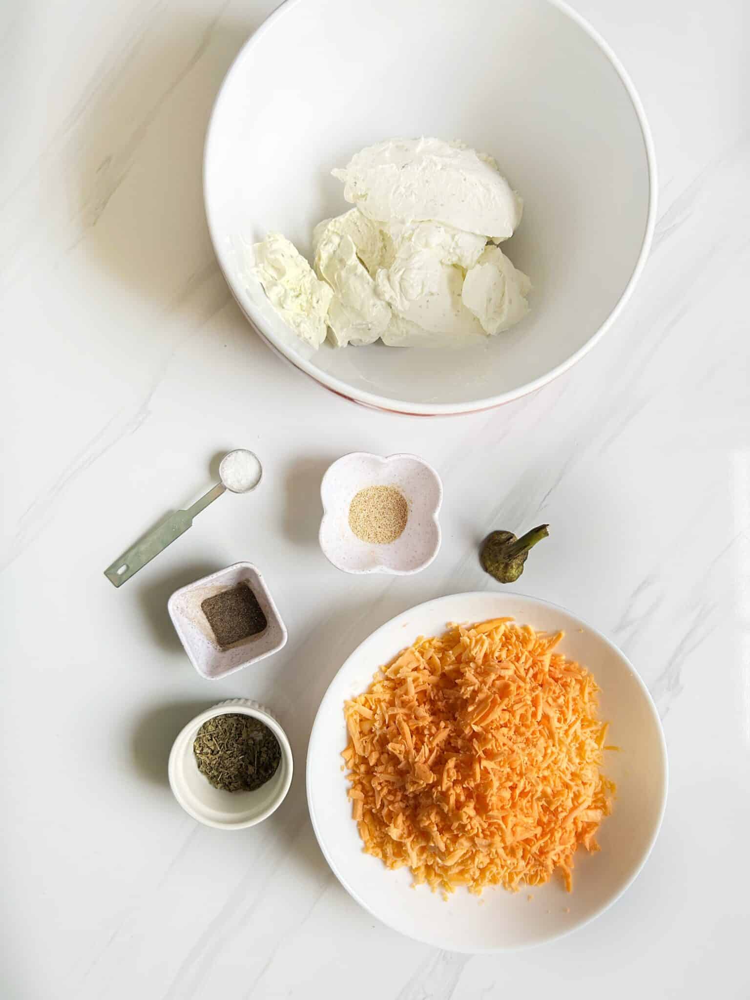 Ingredients For Pumpkin Shaped Cheeseball Ingredients For Pumpkin Shaped Cheeseball
