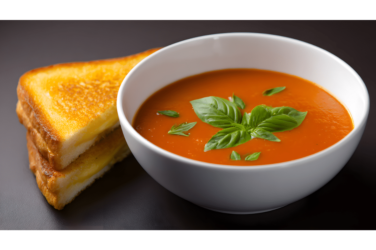 Tomato Basil Soup with Grilled Cheese Tomato Basil Soup with Grilled Cheese