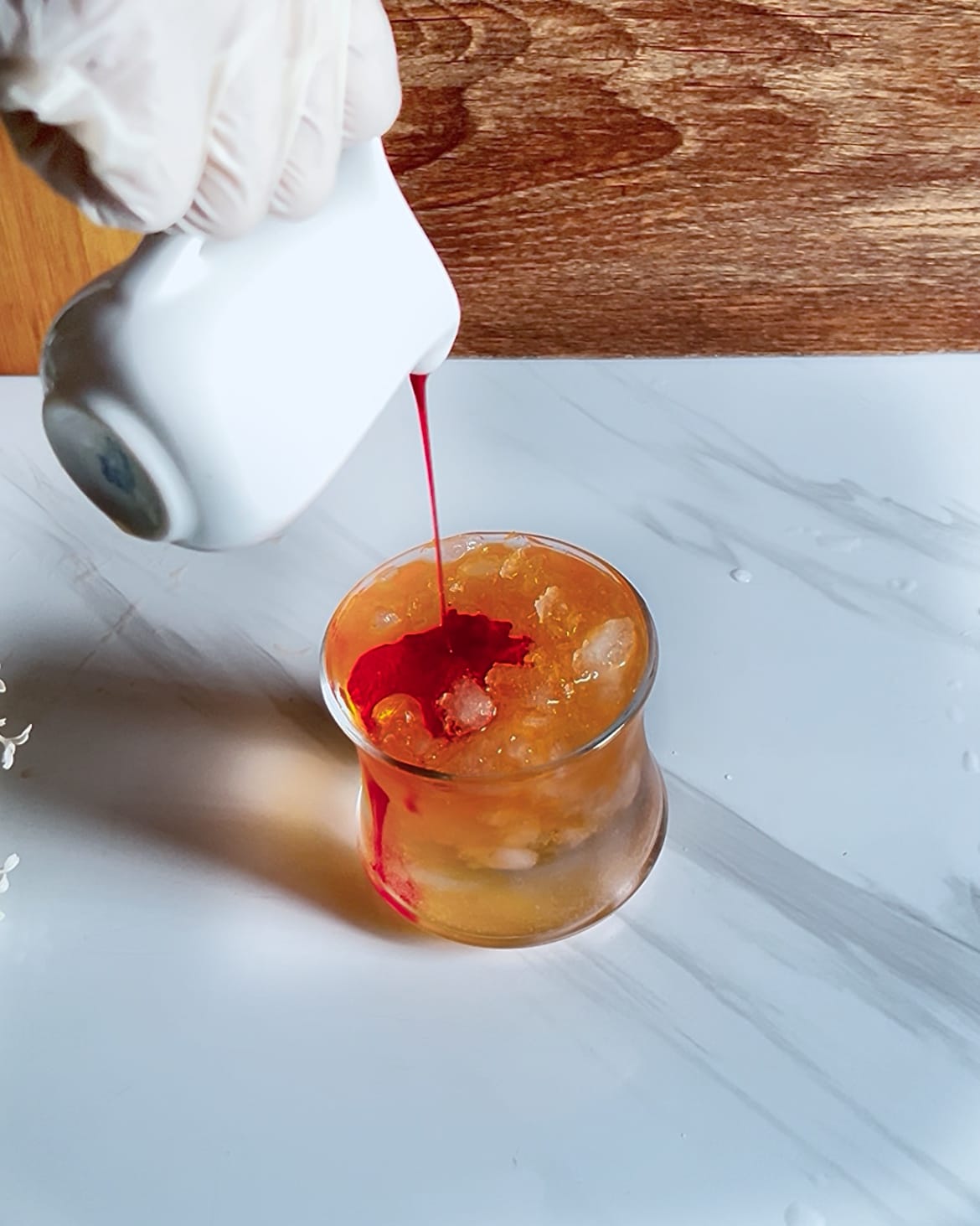 Virgin Sunset Mocktail grenadine layer Virgin Sunset Mocktail grenadine layer