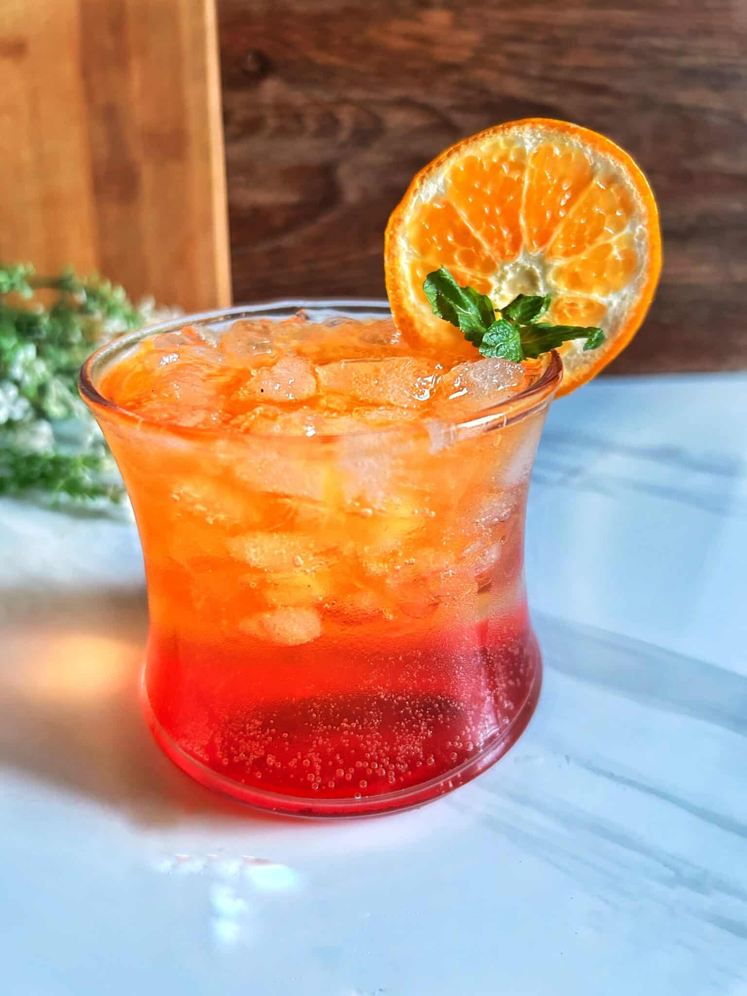 Virgin Sunset Mocktail layered drink Virgin Sunset Mocktail layered drink