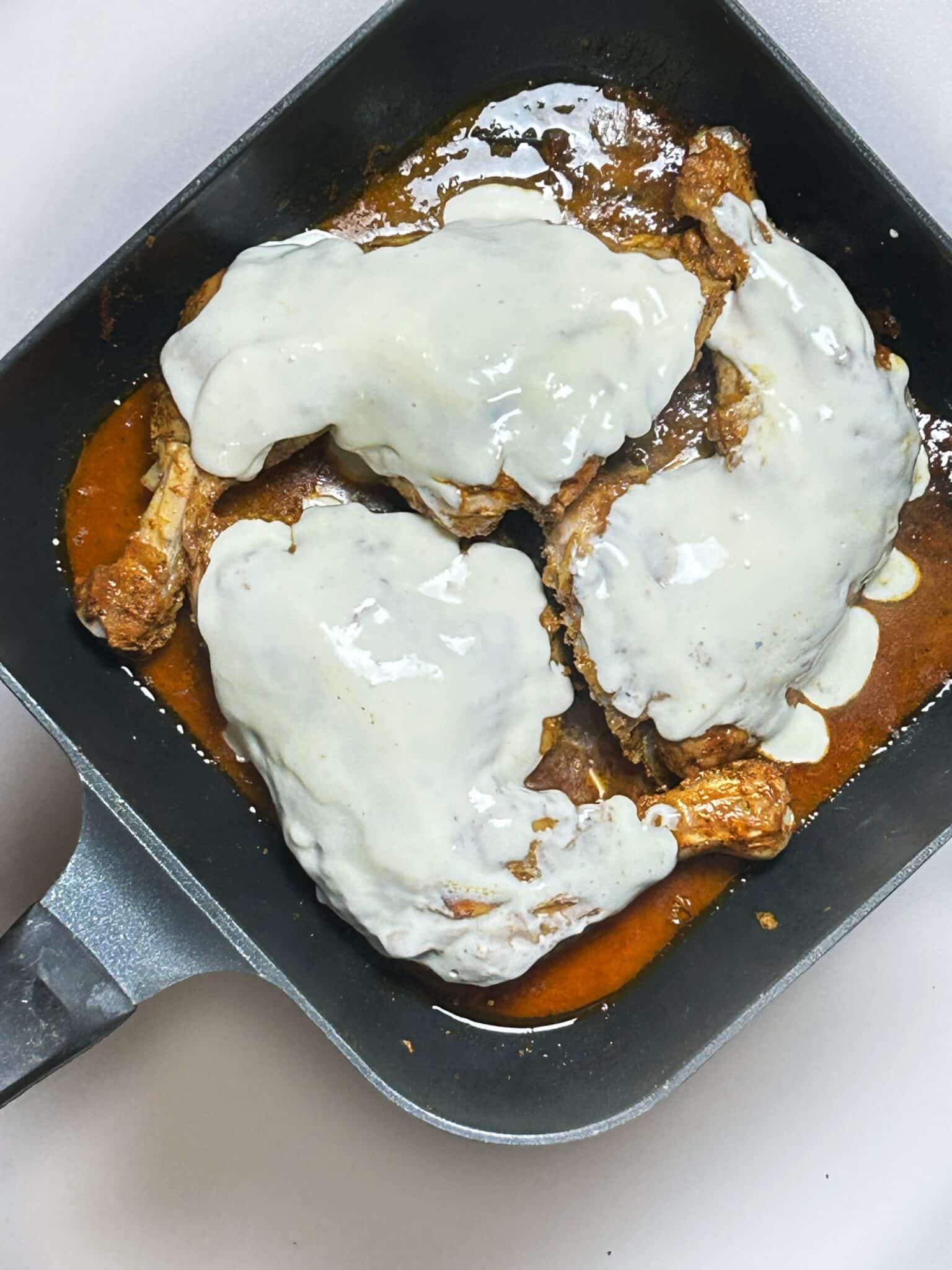 Sauce coated grilled chicken
