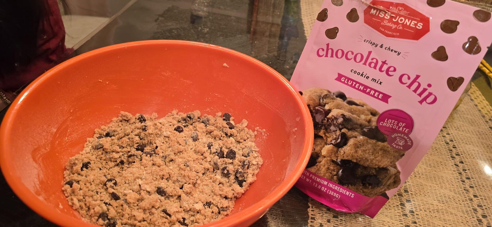 Adding the Chocolate Chip Cookie Mix Adding the Chocolate Chip Cookie Mix