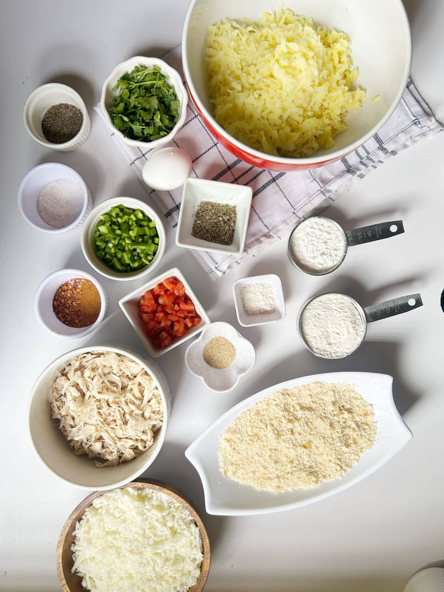 Ingredients for Homemade Chicken and Potato Croquettes Ingredients for Homemade Chicken and Potato Croquettes