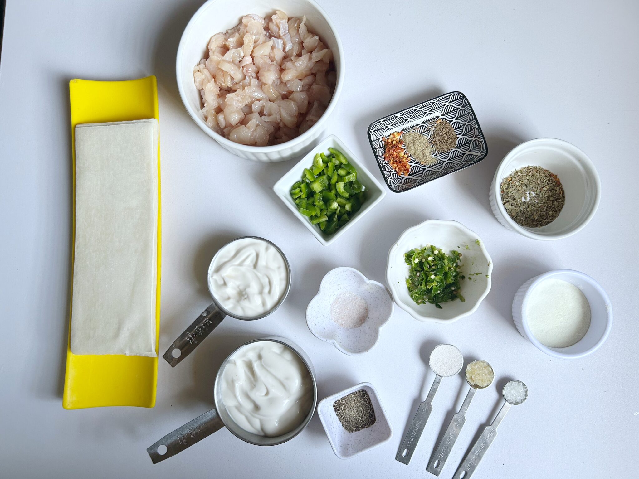 Ingredients for Chicken Malai Boti Samosa Filling Ingredients for Chicken Malai Boti Samosa Filling