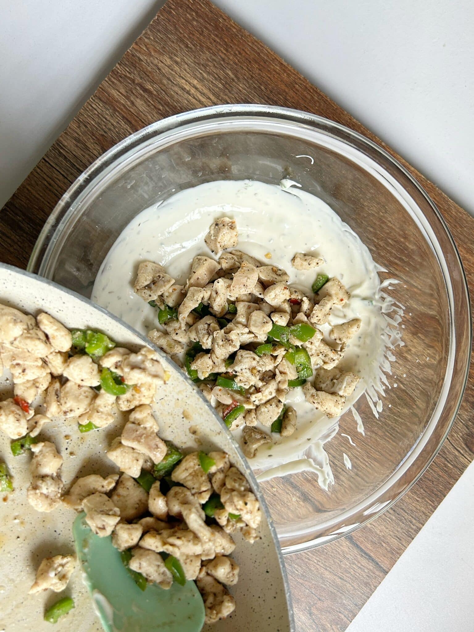 Chicken added to creamy Malai Boti mixture Chicken added to creamy Malai Boti mixture