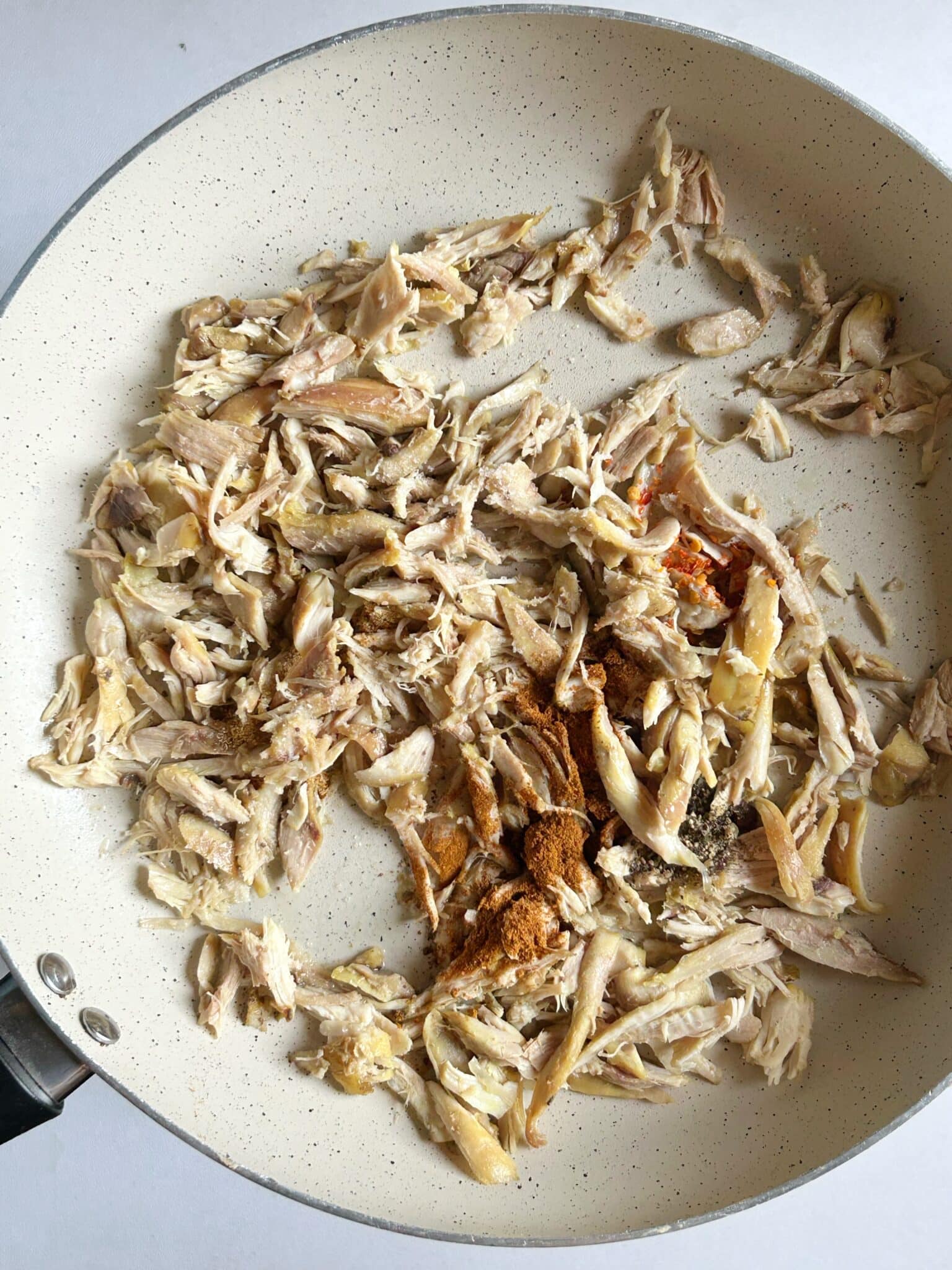Chicken filling cooking in a pan Chicken filling cooking in a pan