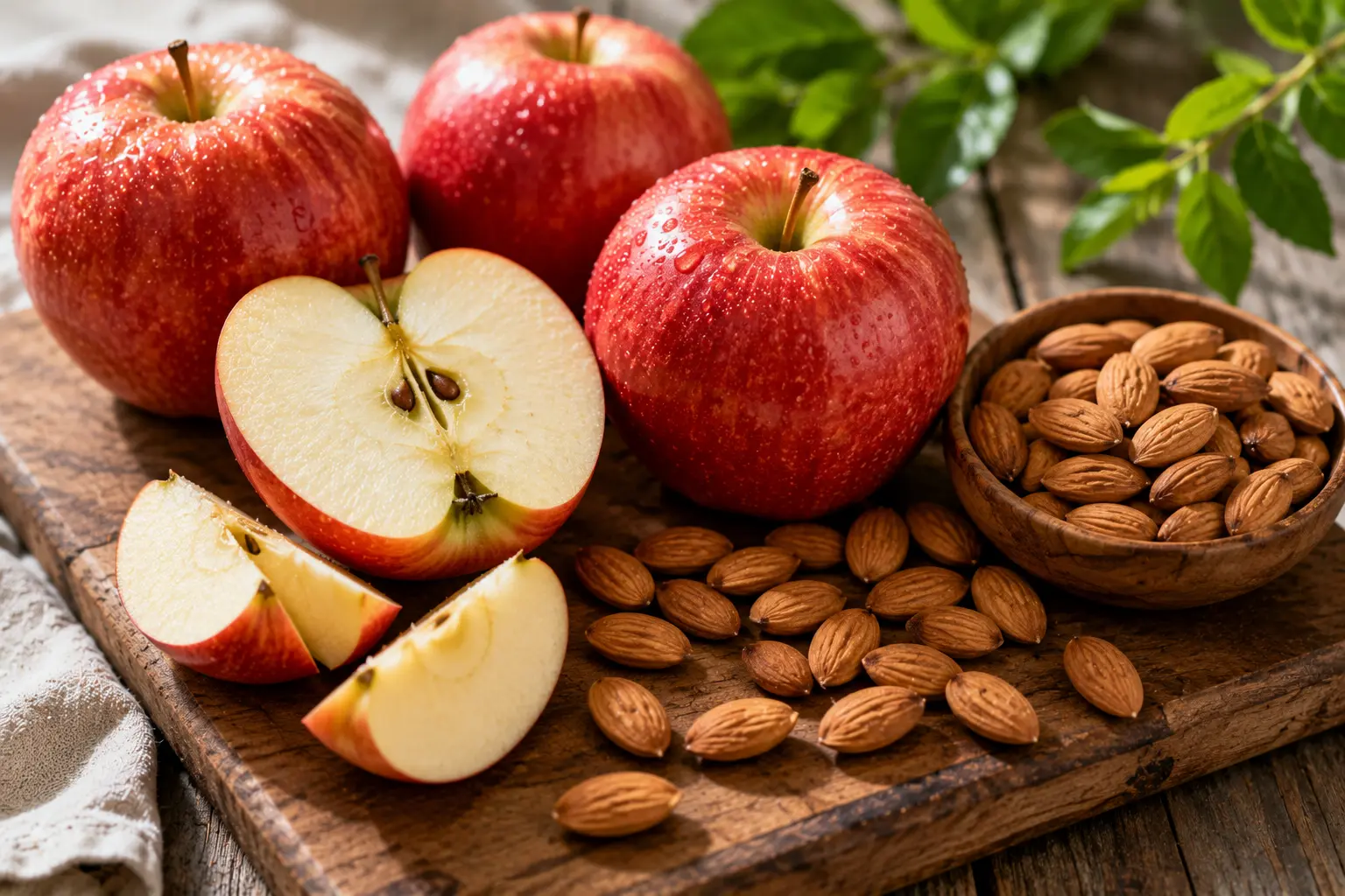 Fresh apples and almonds healthy snack idea Fresh apples and almonds healthy snack ideaFresh apples and almonds healthy snack idea