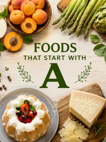 Foods That Start With A including apples, avocados, asparagus, apricots, almonds and artichokes