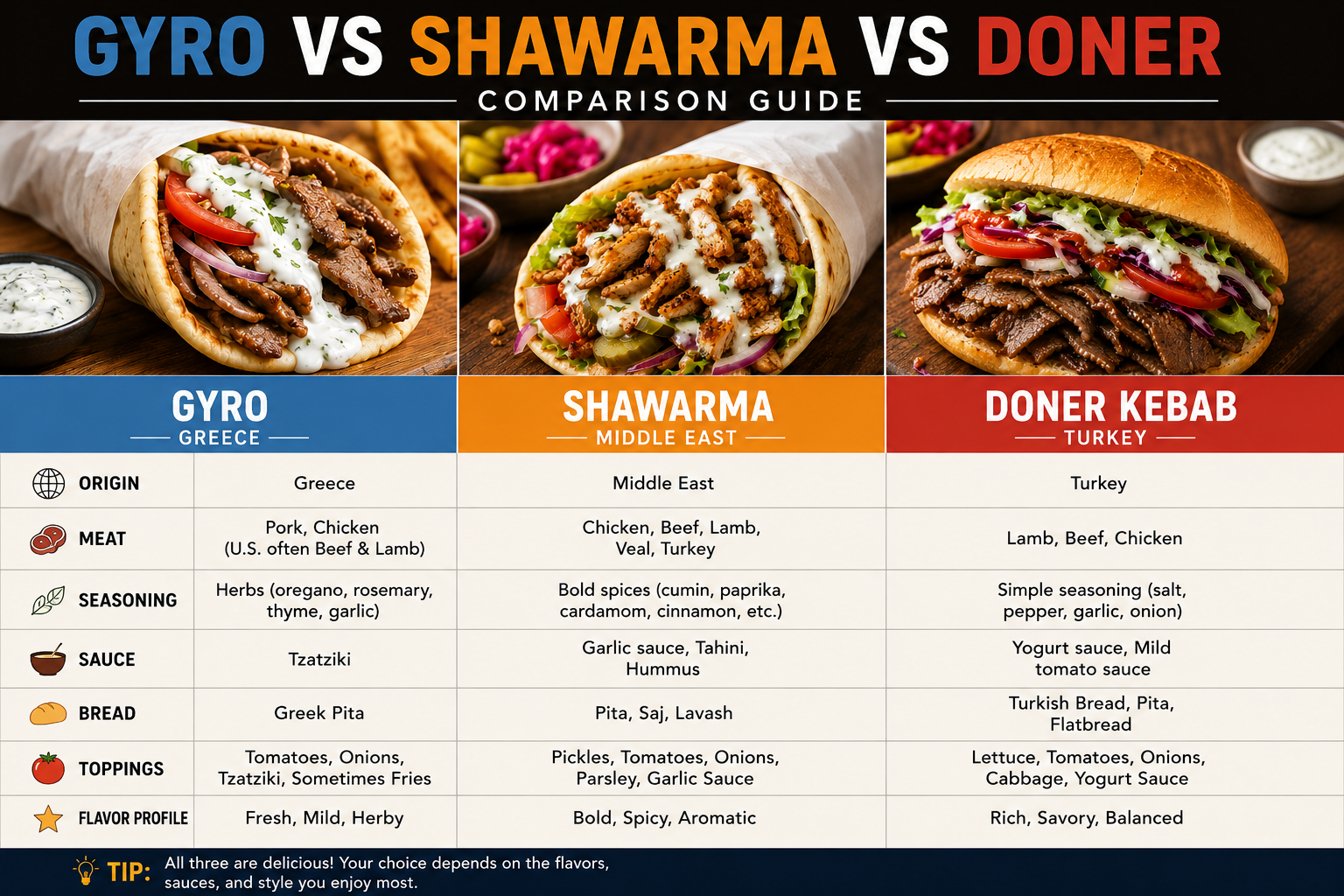 Gyro vs shawarma vs doner comparison guide Gyro vs shawarma vs doner comparison guide