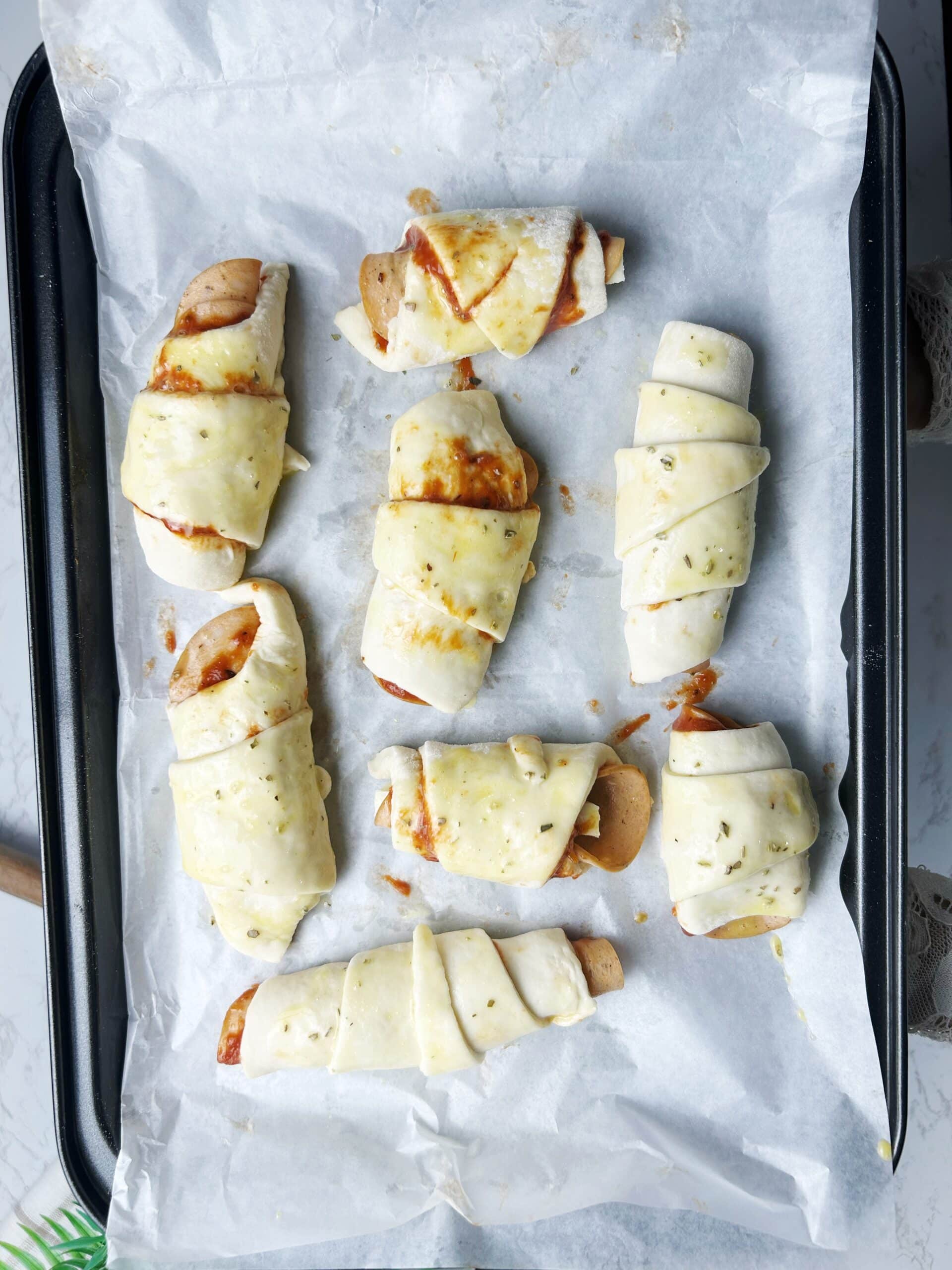 Pizza rolls ready to go in the oven