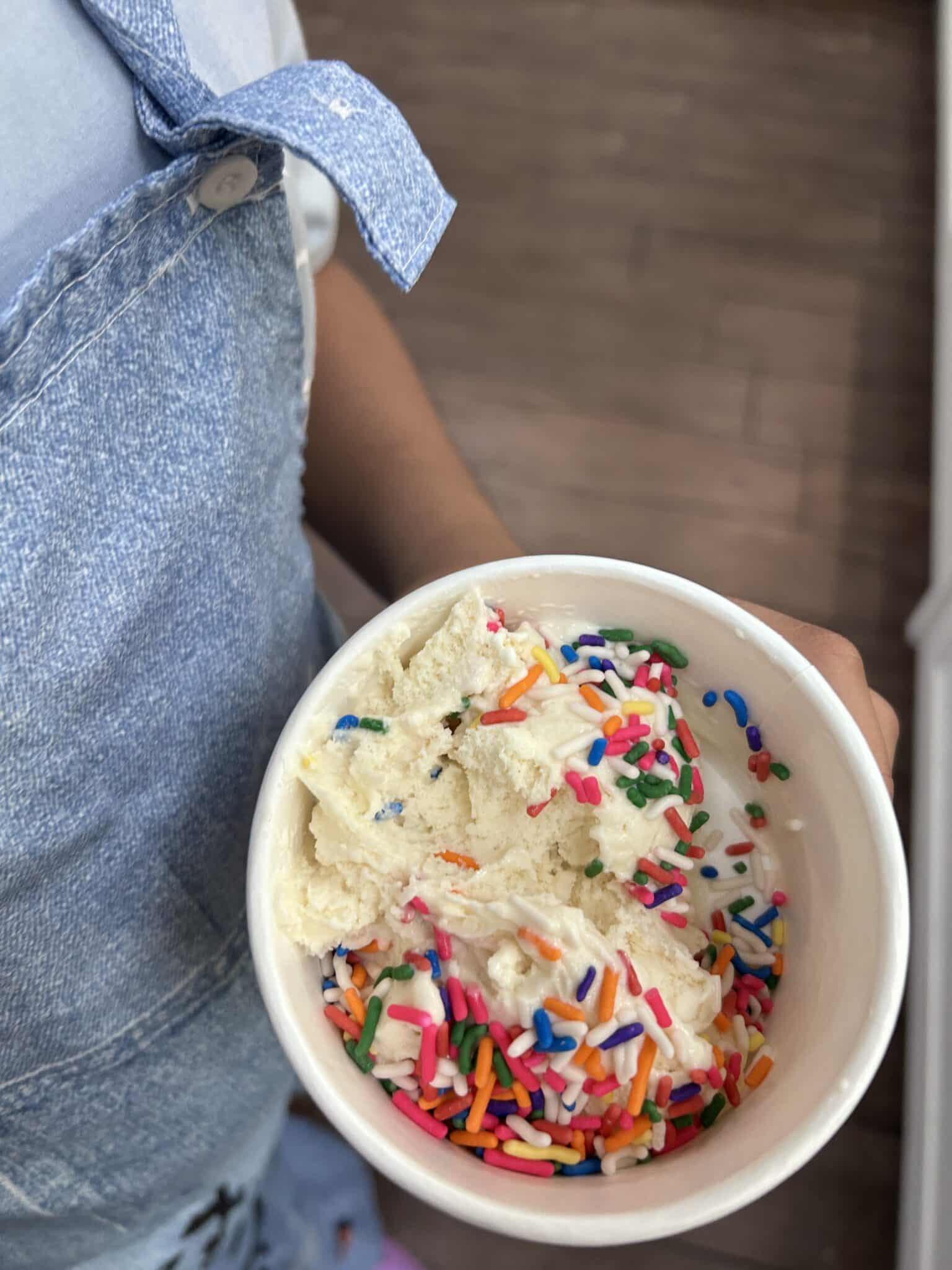 Vanilla Ice Cream with Sprinkles in a Cone