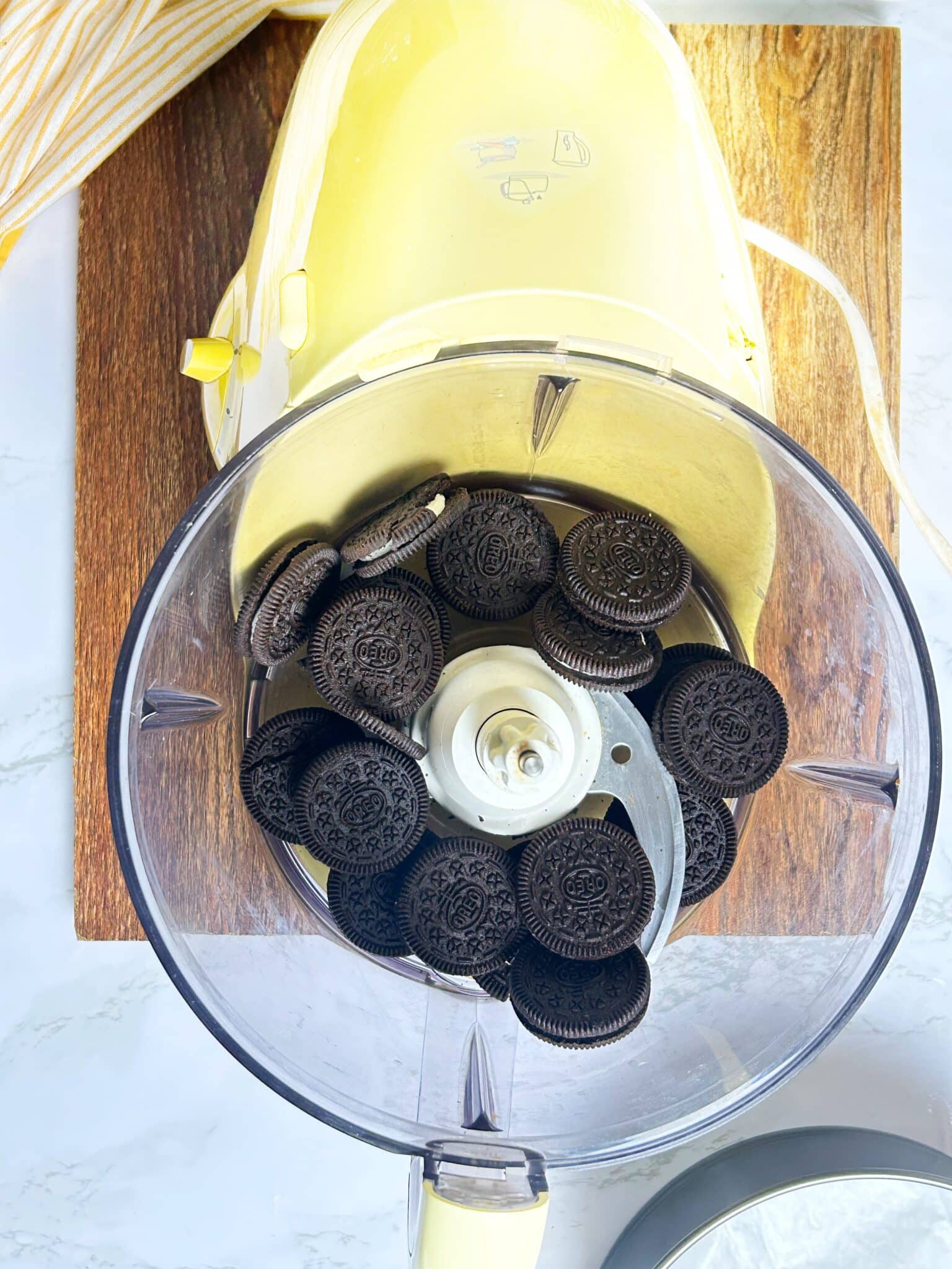 oreos in a chopper to crush them finely