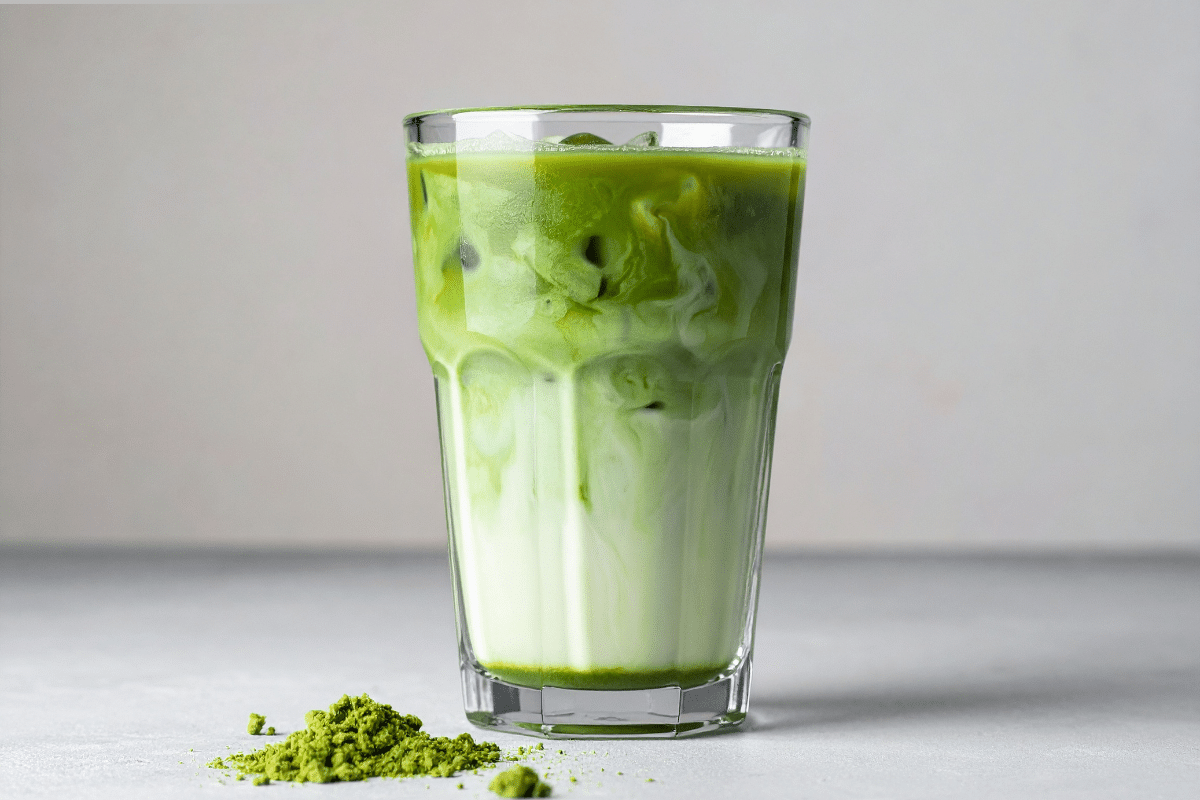 foods that start with the letter I: Iced matcha latte